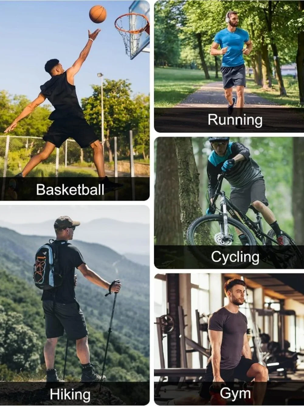 Men's 2-in-1 Running Workout Shorts, 5 Pack, Compression Liner, Activewear